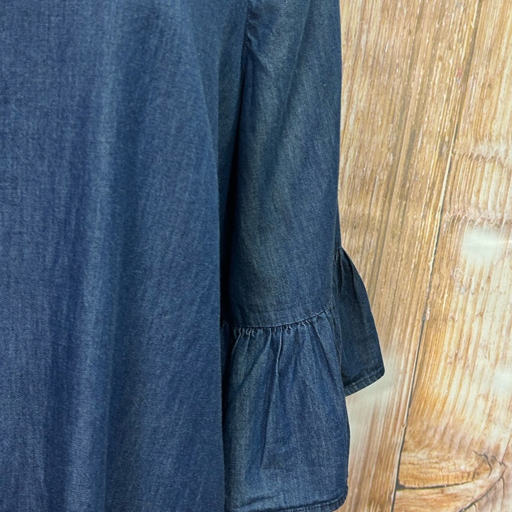 Eloquii Plus Size Ruffled Sleeve Chambray Shift D… - image 3